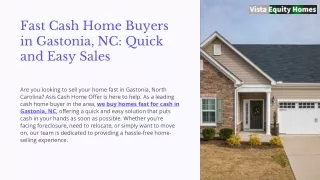 Fast Cash Home Buyers in Gastonia, NC: Quick and Easy Sales