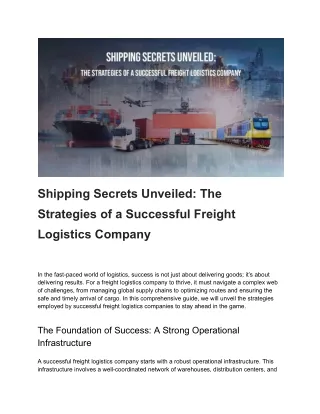 Shipping Secrets Unveiled_ The Strategies of a Successful Freight Logistics Company