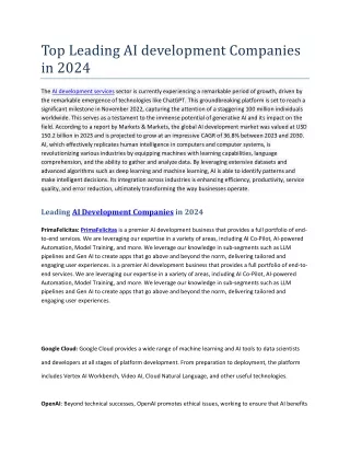 Top Leading AI development Companies in 2024