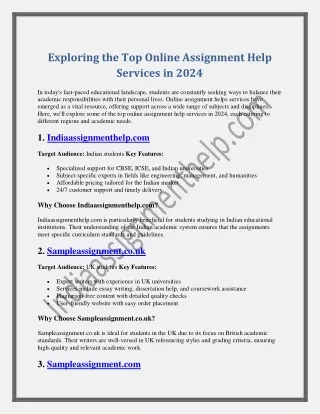 Exploring the Top Online Assignment Help Services in 2024
