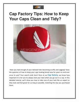 Cap Factory Tips How To Keep Your Caps Clean And Tidy