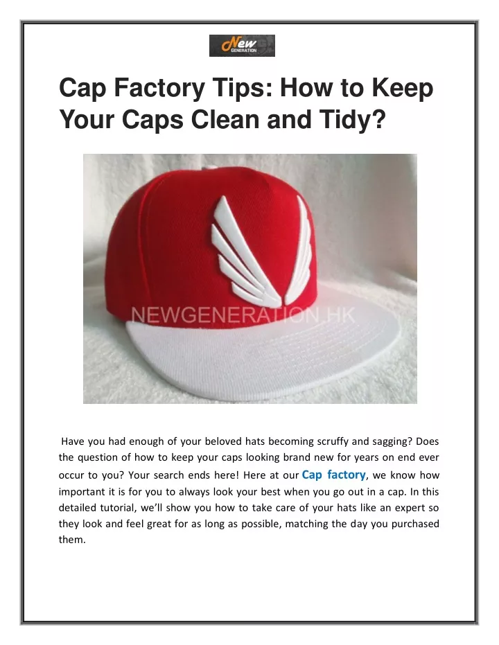 cap factory tips how to keep your caps clean