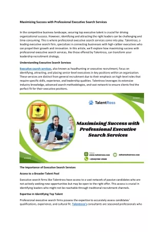 Maximizing Success with Professional Executive Search Services