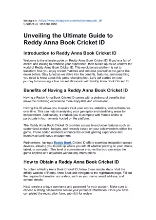 The Ultimate Guide to Reddy Anna Online Book Cricket ID