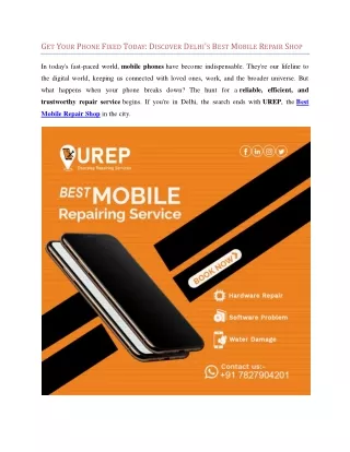 Get Your Phone Fixed Today - Discover Delhi's Best Mobile Repair Shop