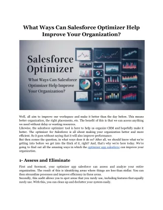 What Ways Can Salesforce Optimizer Help Improve Your Organization?