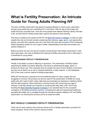 What is Fertility Preservation_ An Intricate Guide for Young Adults Planning IVF