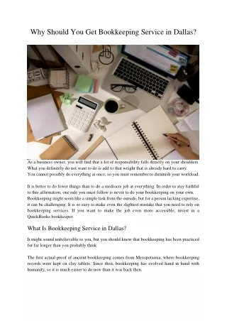 Why Should You Get Bookkeeping Service in Dallas