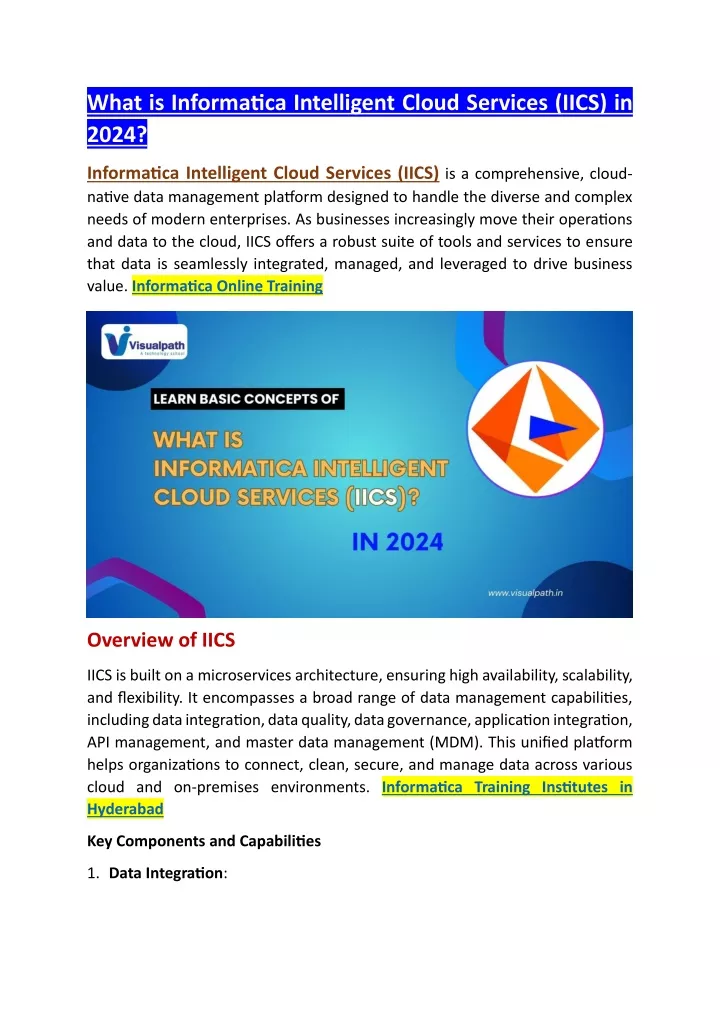 what is informatica intelligent cloud services