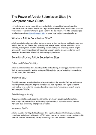 The Power of Article Submission Sites _ A Comprehensive Guide
