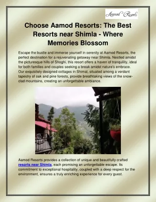 Resorts near Shimla