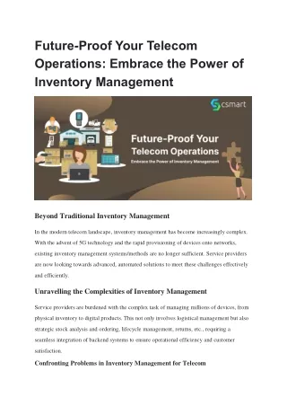 Future-Proof Your Telecom Operations Embrace the Power of Inventory Management