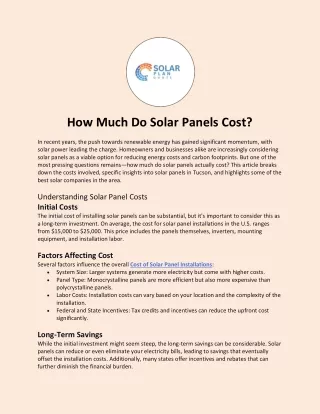 How Much Do Solar Panels Cost?