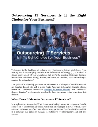 Outsourcing IT Services: Is It the Right Choice for Your Business?