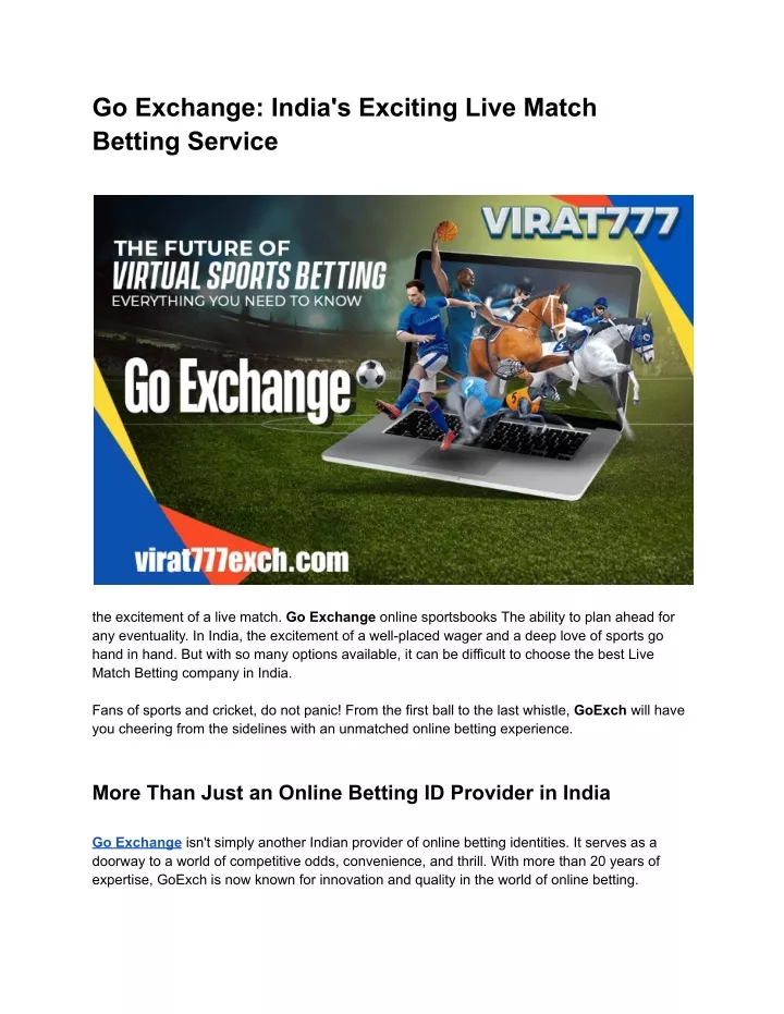 go exchange india s exciting live match betting