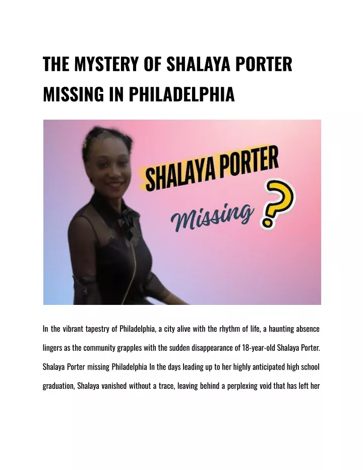 the mystery of shalaya porter missing