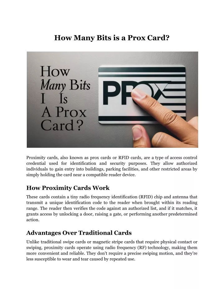 how many bits is a prox card