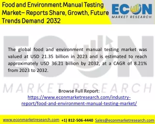 Food and Environment Manual Testing Market