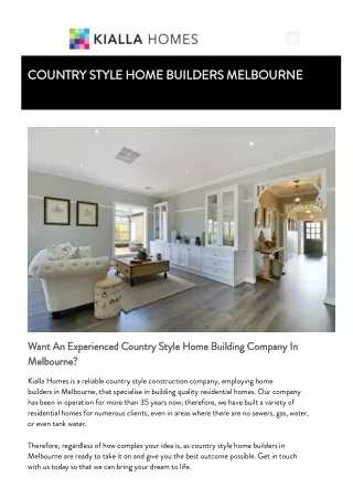 Country Style Home Builders Melbourne