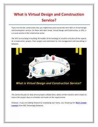 What is Virtual Design and Construction Service