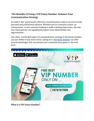 The Benefits of Using a VIP Fancy Number_ Enhance Your Communication Strategy