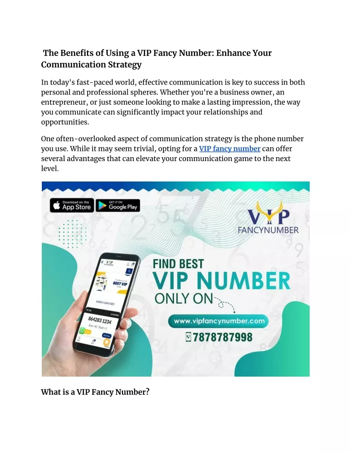 the benefits of using a vip fancy number enhance