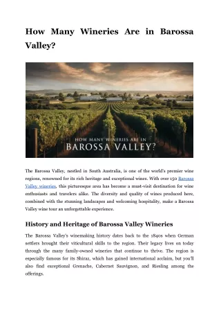 how many wineries are in barossa