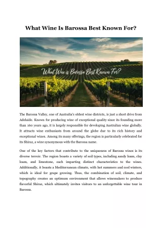 what wine is barossa best known for