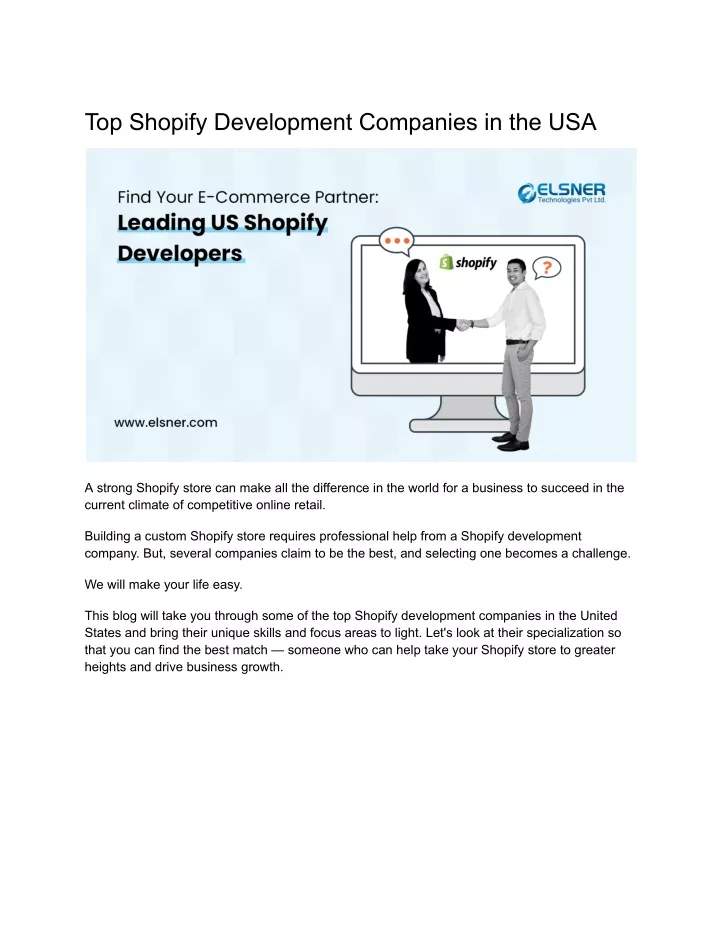 top shopify development companies in the usa