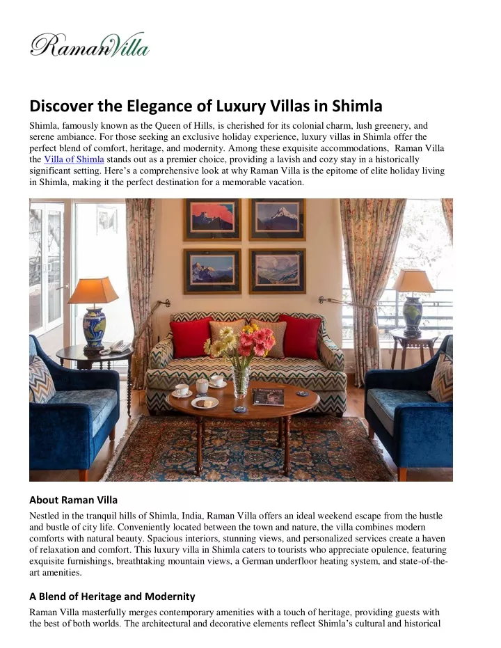 discover the elegance of luxury villas in shimla