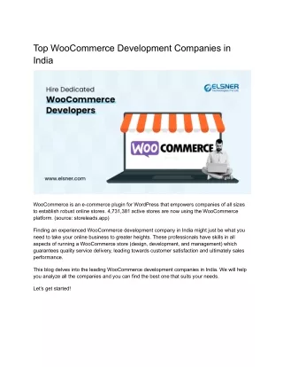 Top WooCommerce Development Companies in India