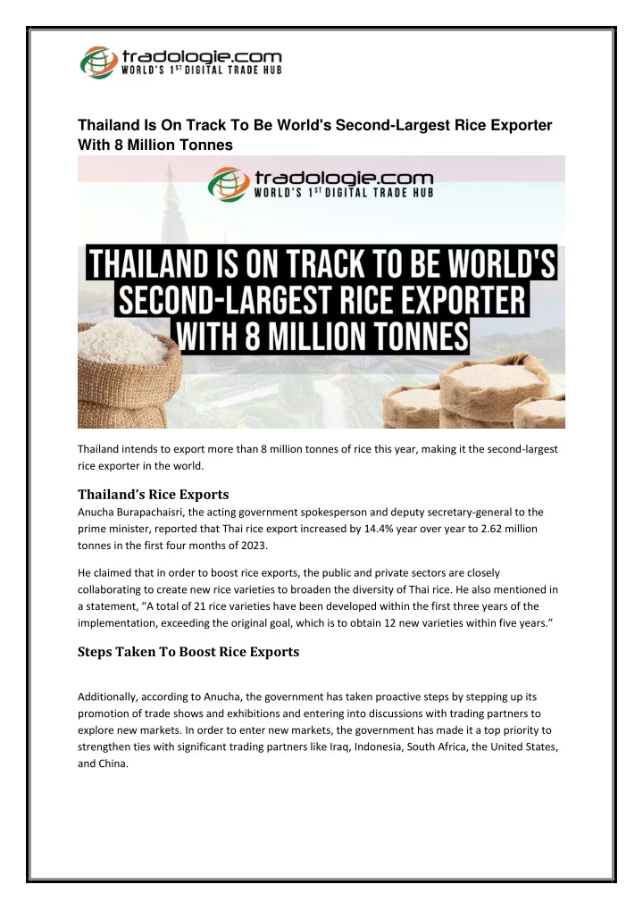 thailand is on track to be world s second largest