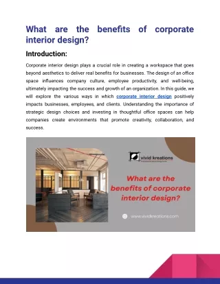 What are the benefits of corporate interior design_vividkreations