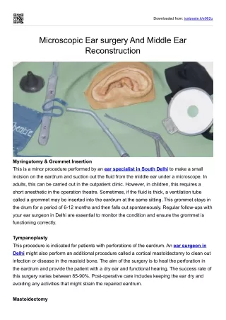 Microscopic Ear surgery And Middle Ear Reconstruction