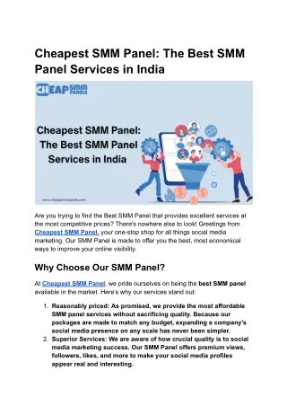 Cheapest SMM Panel: The Best SMM Panel Services in India