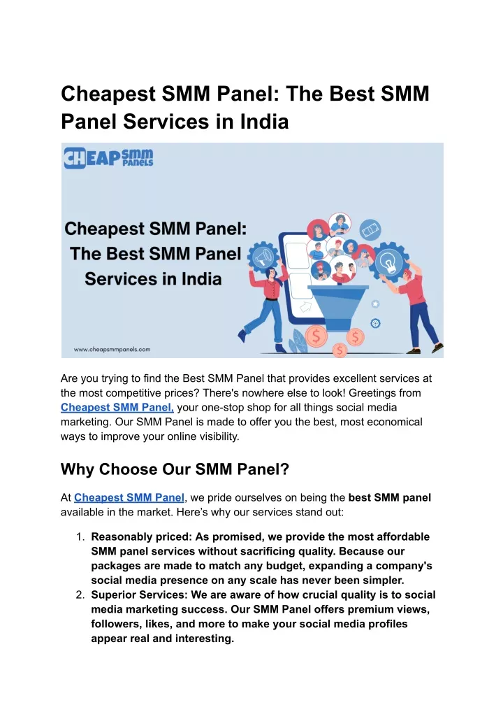 cheapest smm panel the best smm panel services