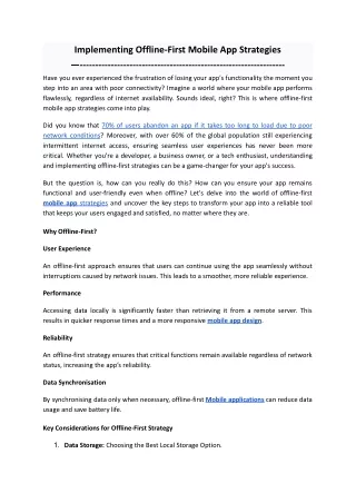 implementing offline first mobile app strategies