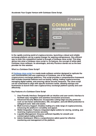 Accelerate Your Crypto Venture with Coinbase Clone Script