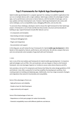 Top 5 Frameworks for Hybrid App Development