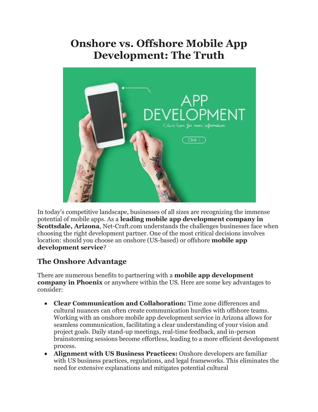 PPT - Onshore vs. Offshore Mobile App Development The Truth PowerPoint ...