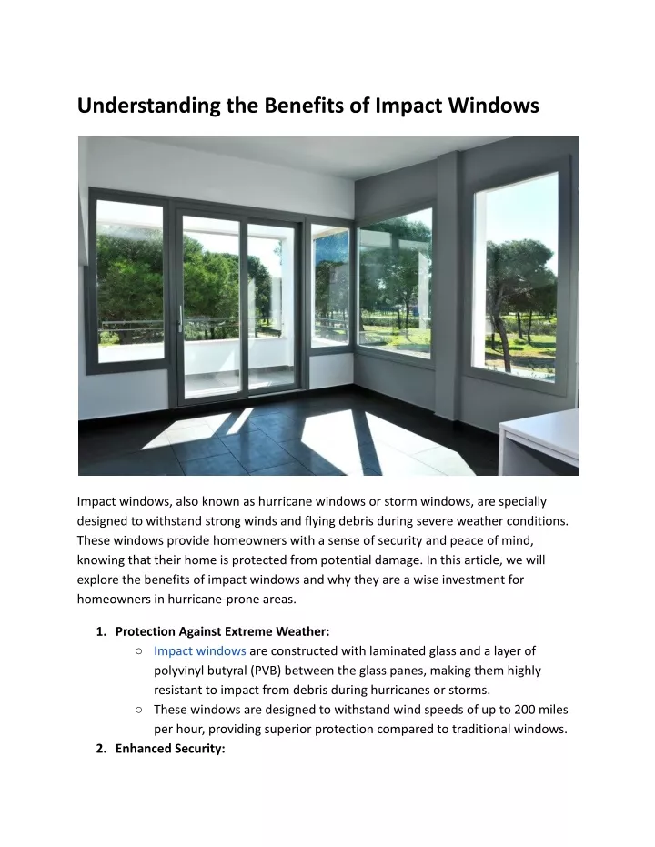 understanding the benefits of impact windows