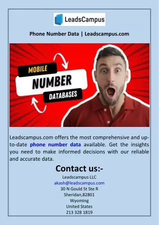 Phone Number Data  Leadscampus.com