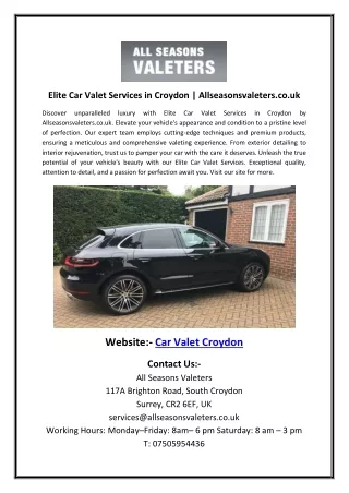 Elite Car Valet Services in Croydon Allseasonsvaleters.co.uk