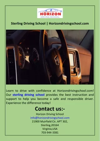 Sterling Driving School  Horizondrivingschool.com