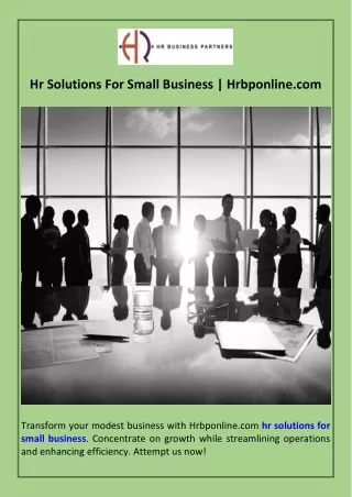 Hr Solutions For Small Business  Hrbponline.com