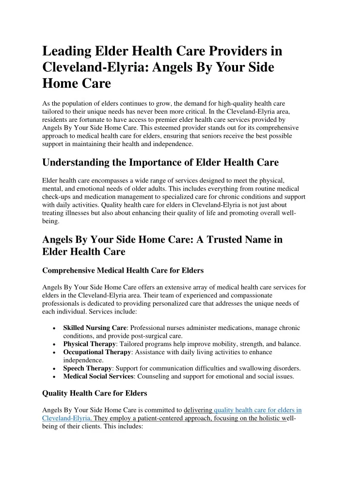 leading elder health care providers in cleveland