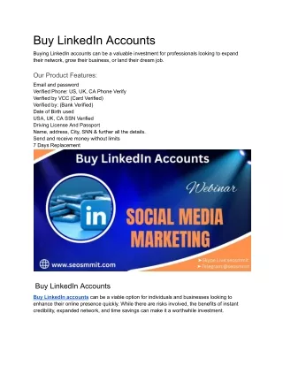 Buy LinkedIn Accounts-professional network & grow business