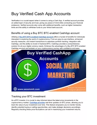 Buy Verified CashApp Accounts-100% Verified & BTC Enable