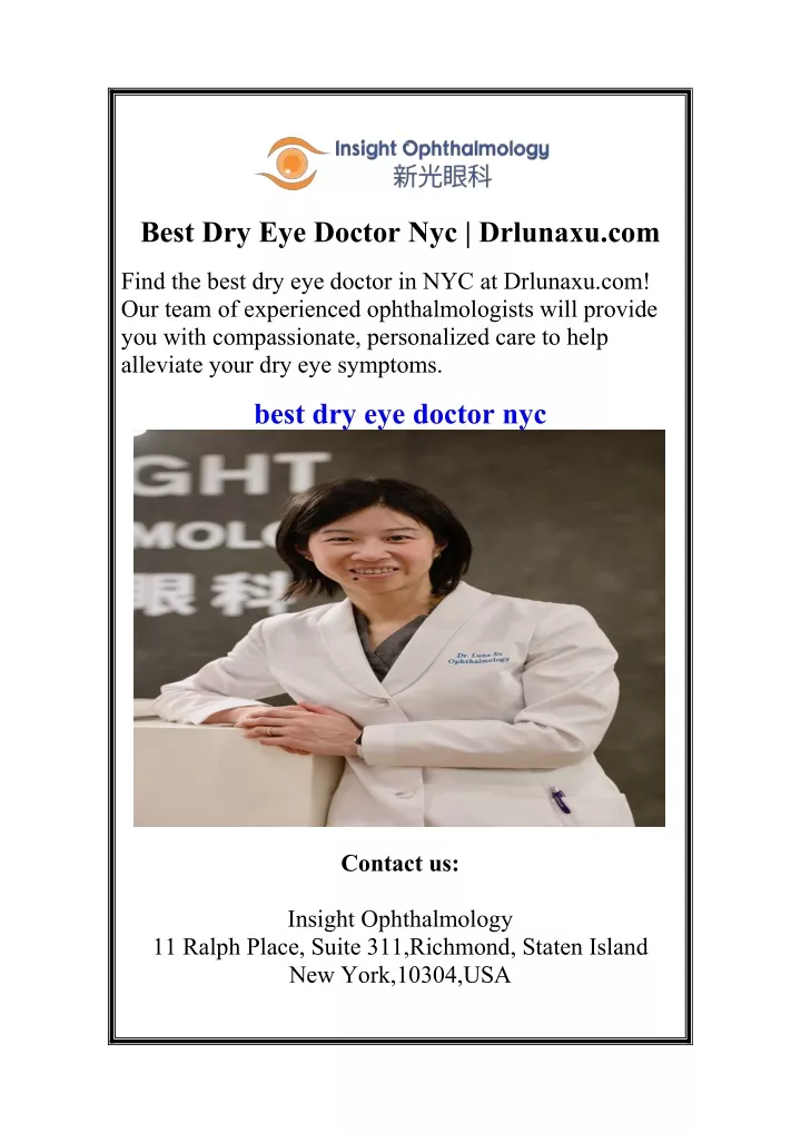 best dry eye doctor nyc drlunaxu com