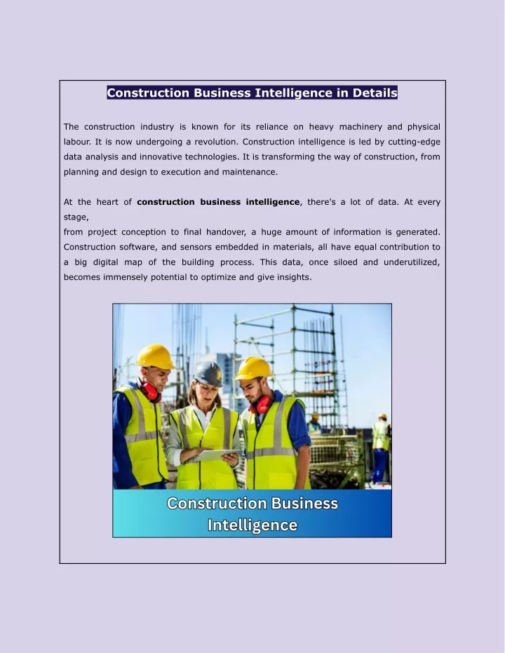 construction business intelligence in details